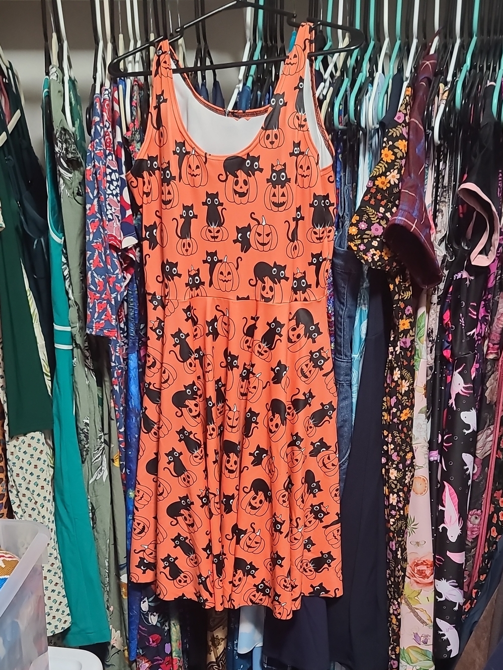 Blackmilk Cat O Lantern Longline Skater Midi Pockets Large